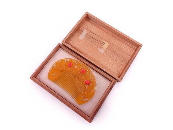 46933# アンティーク 本鼈甲・本珊瑚透かし花櫛
