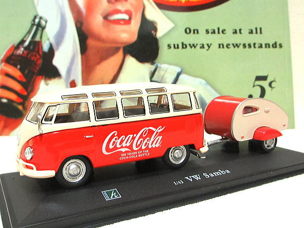 【新品】1/43VW-バス トレーラー付（コカコーラグッズ）