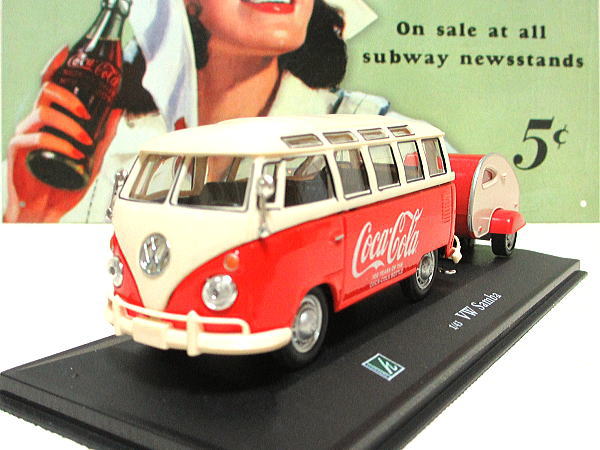 【新品】1/43VW-バス トレーラー付（コカコーラグッズ）
