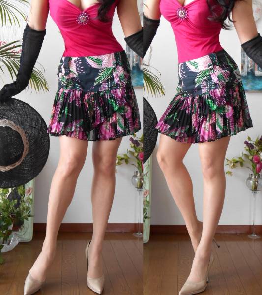 イタリア製byblos*73，500円 ふわ揺れシルクプリーツスカート新品