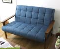 【1円スタート】新品　レトロモダンソファー　２人掛けブルー