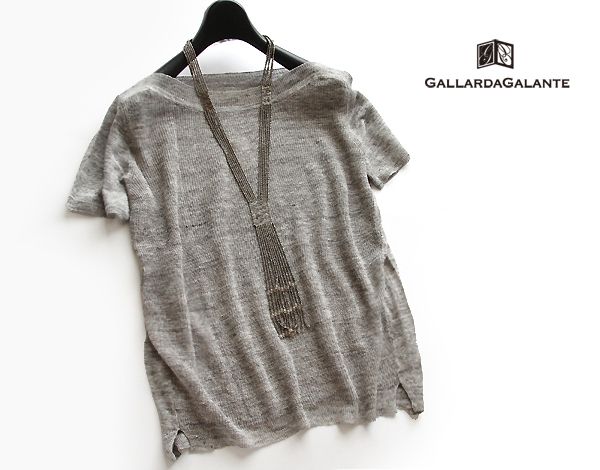 ガランテGALLARDAGALANTE★ボートネックMIXカラーリネンニットGY