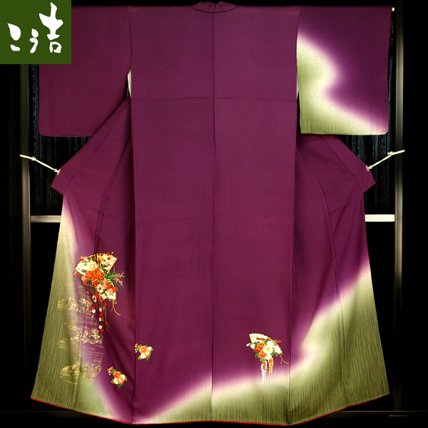 【熊本地震災害支援】正絹 ぼかし染め・刺繍 付下げ【リ】