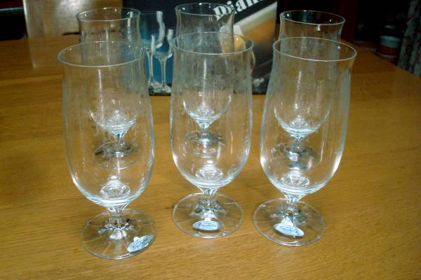 ボヘミア★ビールグラス★エッチング入り★6コセット★未使用♪
