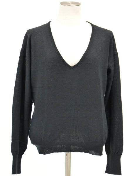 JOSEPH ジョゼフ カシミヤ×ウール VN ニットM 黒 F-M8031