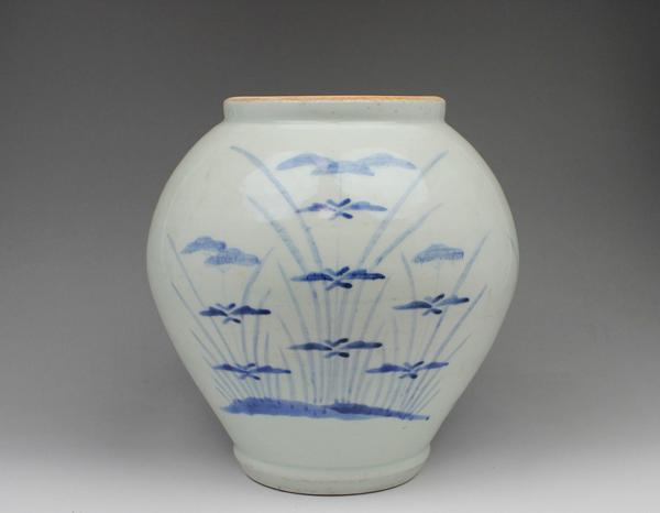 【源・ta】(大 名品)江戸中期 古伊万里 染付 秋草図 沈香壺/箱付