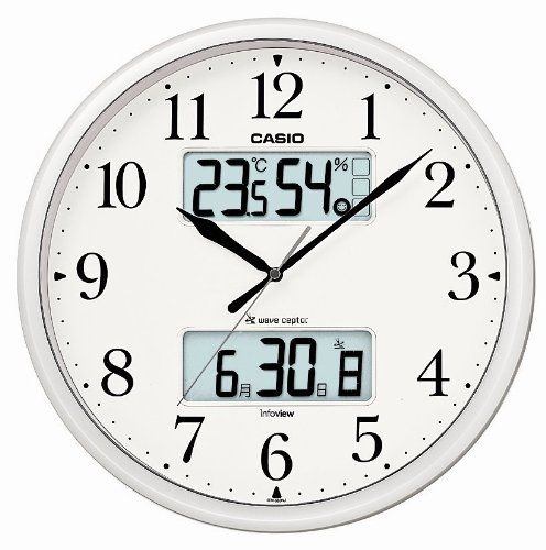カシオ 温度湿度計常時点灯機能掛時計パ-ルシルバ-ITM-660NJ-8JF