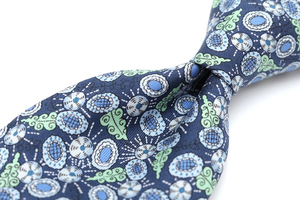 1円 美品 エルメス HERMES シルク メンズ ネクタイ 青 × 緑
