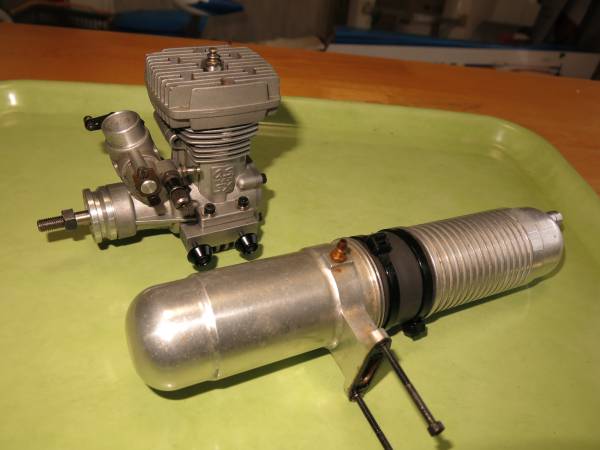 OSエンジン MAX-50SX-H ALIGNマフラー付き 中古 ヘリ用エンジン＋マフラー OS MAX-50SX-H RING