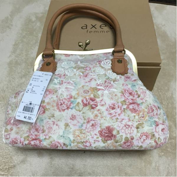 新品 アクシーズファム がまぐち花柄バッグ