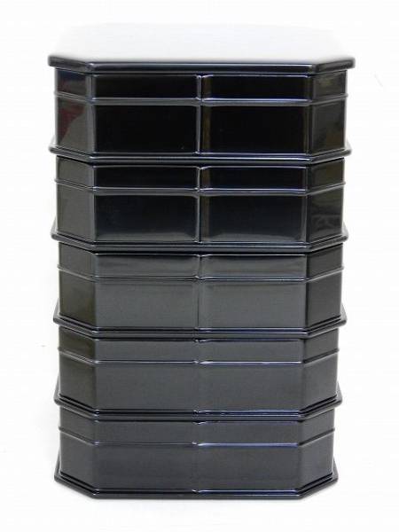 2084/◇縁高重 五段重箱 本漆手塗 木製 菓子器 懐石