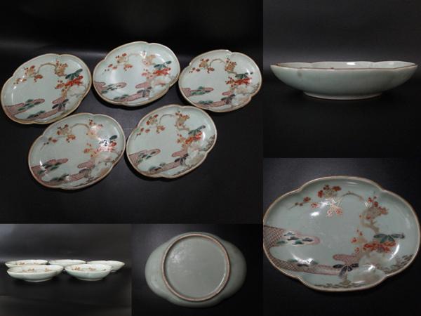 色絵 古伊万里 | 伊万里 5客 Yahoo!オークション 皿 - 有田焼 兎 ◇桔◇古