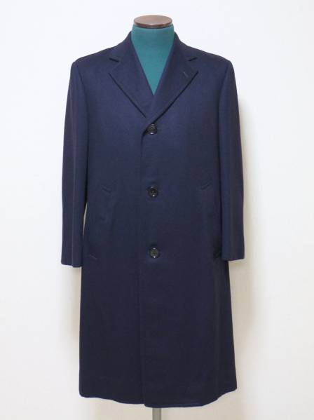 ★英国屋香港オーダーCROMBIEカシミヤ100チェスターコート★紺