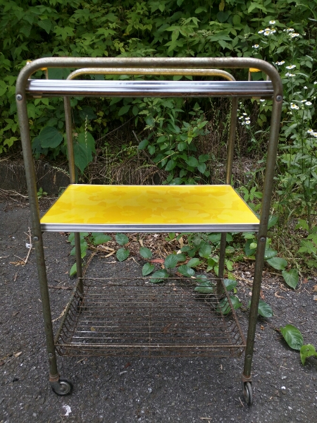 キッチンワゴン 昭和レトロ レトロポップ 花柄 イエロー 昭和レトロ