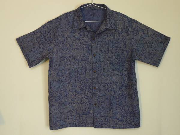 ハンドメイド 着物リメイク メンズ アロハシャツ XL シルク ２