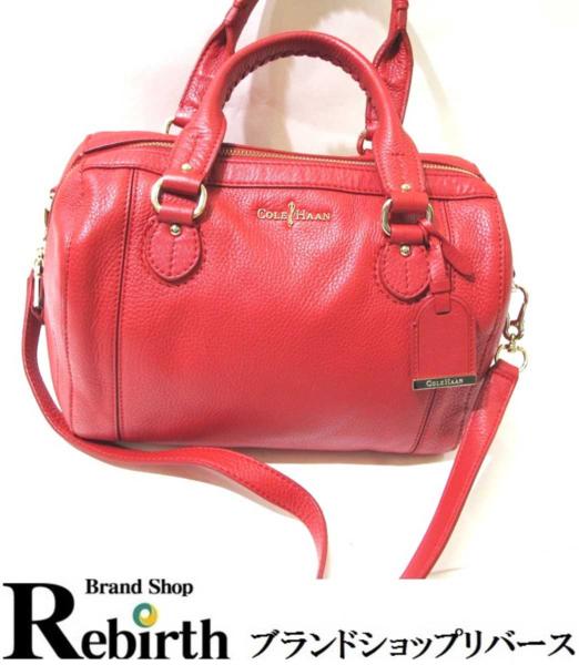 ColeHaan 2WAYハンドバッグ レッド レザー【NO】美品