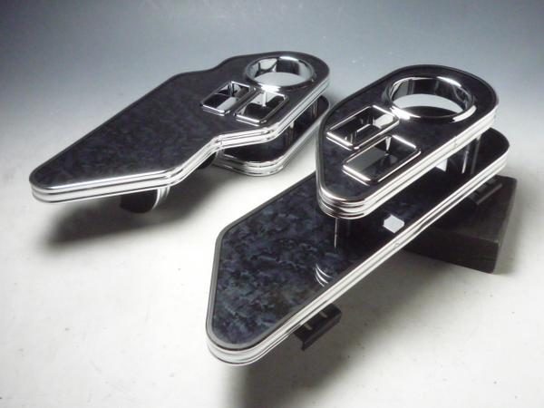 E51エルグランドサイドテーブルフロント左右セット　BKウッド