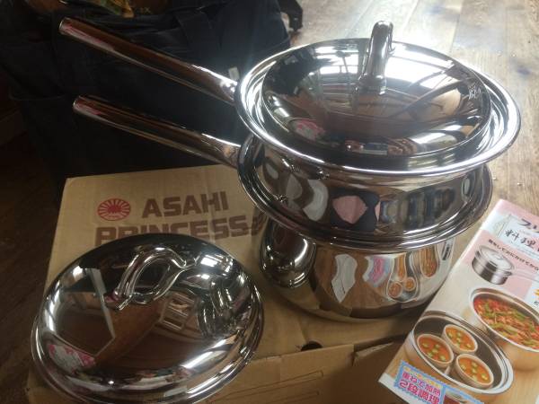 新品☆プリンセスなべ3Pセット＋別蓋／アサヒ軽金属・無水鍋 片手鍋