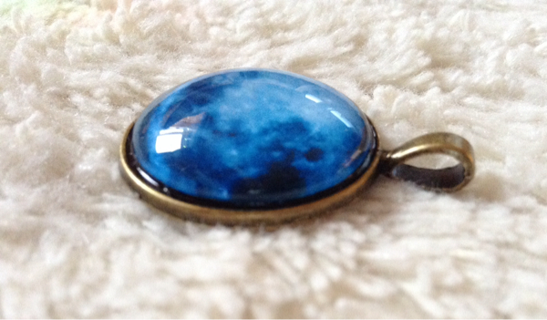 ★太陽系 宇宙 惑星 ペンダント ネックレス トップ/青 満月 大★_3