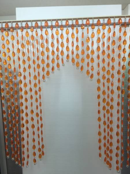 ◆◇昭和レトロ　珠のれん　アーチ　オレンジ 未使用◇◆_1