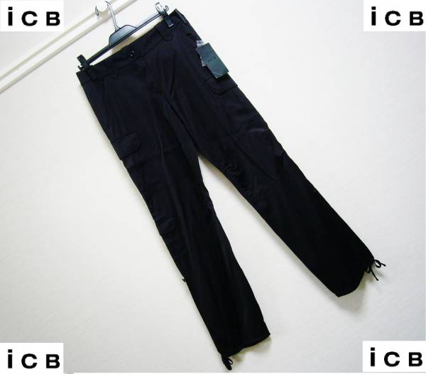 新品☆iCB 黒 美ライン 美脚 上質 とろみ ワークカーゴパンツ M
