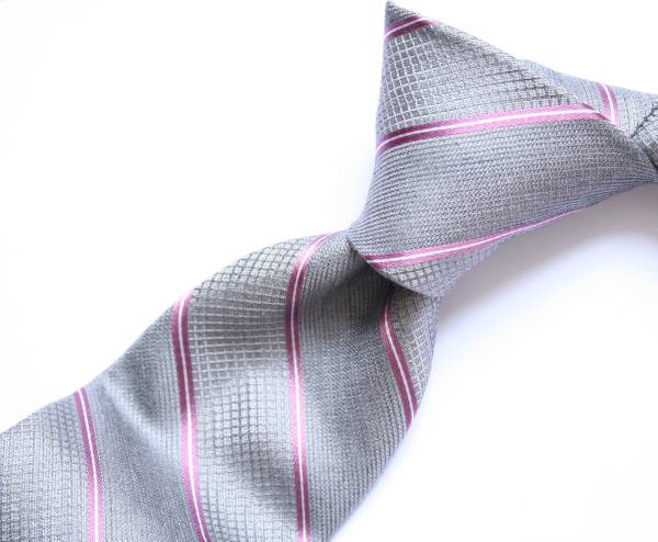 *SL*☆新品☆DKNYレジメンタル柄のお洒落グレーネクタイ