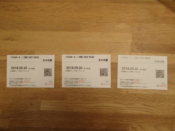 〇サンリオピューロランドパスポート〇3枚セット♪送料込♪