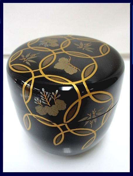 【至高】 美品 漆師 岡本陽斉作 七宝蒔絵 黒中棗 桐箱