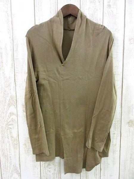 ヨーガンレール JURGEN LEHL カットソー 変形 Vネック 長袖 茶 M