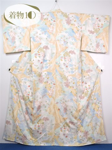 着物10 1円 逸品!!正絹 流麗春秋花 袷 小紋 ☆☆☆☆☆