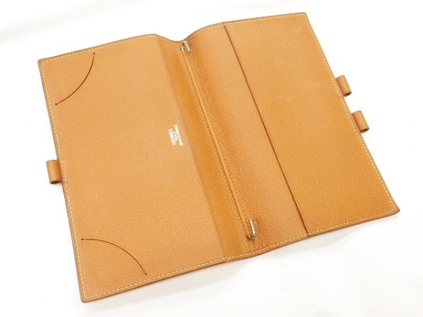 エルメス アジェンダ 手帳カバー 17×10 茶 ボールペン付 G0619 