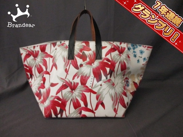 マルニ トートバッグ 白×レッド×マルチ 花柄 MARNI 花柄 【公式通販】