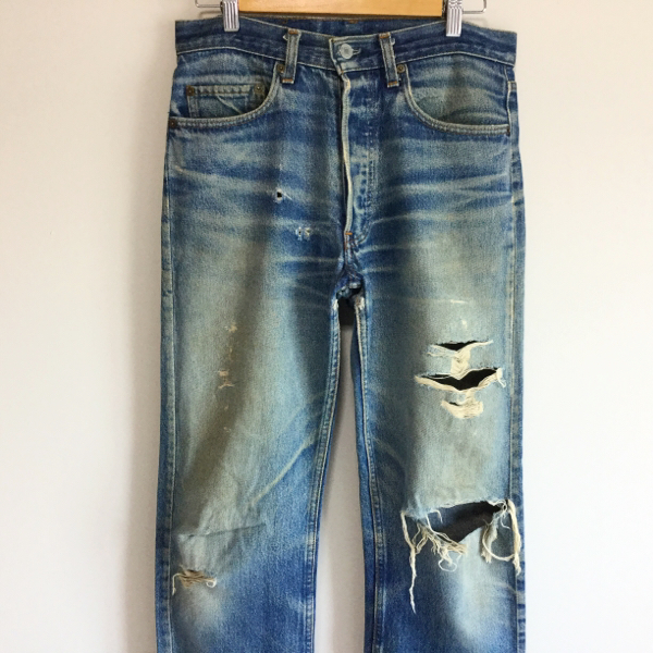 80s ビンテージ LEVIS 501 USA製 クラッシュ デニム / nirvana