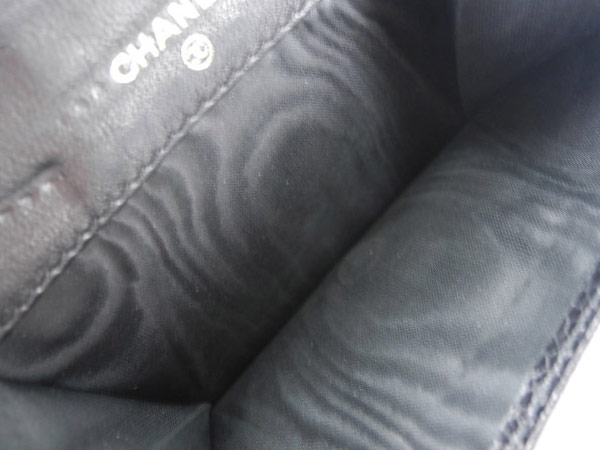 1円 シャネル キャビアスキン Wホック 財布 ブラック CQ786