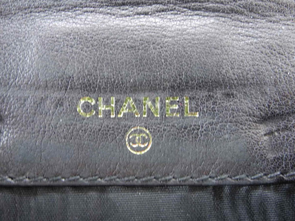 1円 シャネル キャビアスキン Wホック 財布 ブラック CQ786