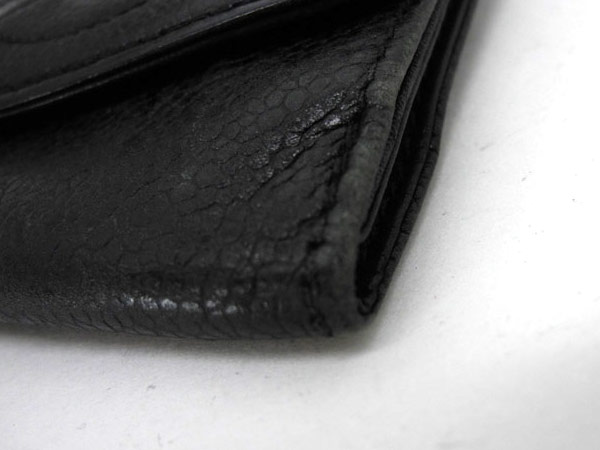 1円 シャネル キャビアスキン Wホック 財布 ブラック CQ786