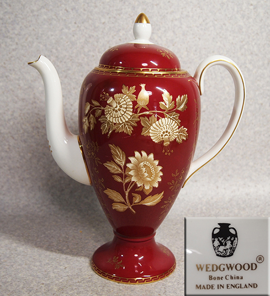 ○WEDGWOOD TONQUIN RUBY 金彩ティーポット トンキンルビー 希少