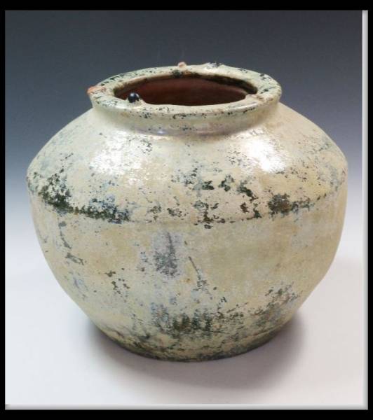 古美術　中国 漢時代緑釉壺 古陶器Y03 □□ 中国古美術品 漢の緑釉銀化壷 四方桟桐箱 □□□ Yahoo