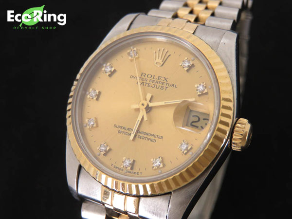 1円 ロレックス デイトジャスト SS×YG 10Pダイヤ 腕時計 GK426