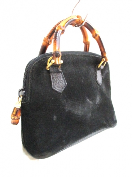 極 美品 GUCCI オールド グッチ バンブー 2way ミニ バッグ 黒