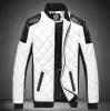 お洒落 レザージャケット 革ライダース細身ジャケット 白/XL