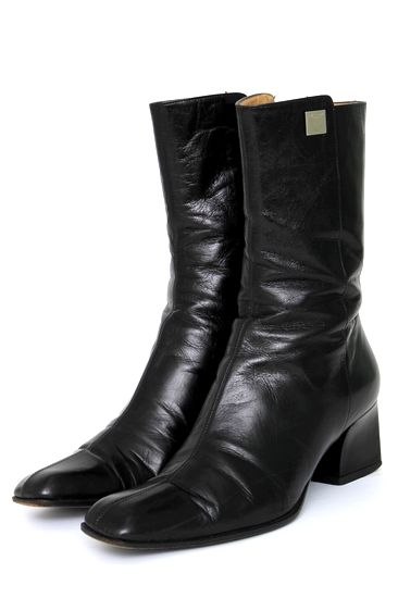 CELINE セリーヌ 伊製 レザー ショート ブーツ 36.5 ブラック