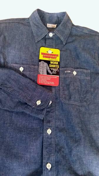 WAREHOUSE ウエアハウス 3076　シャンブレーワークシャツ 青 34