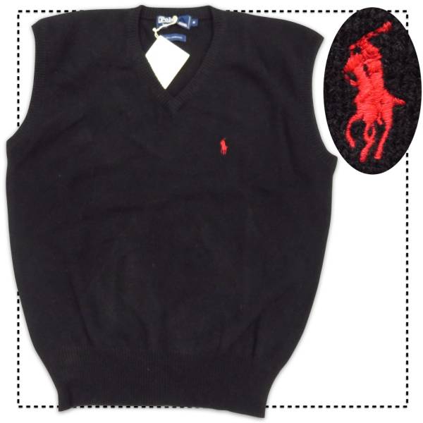 78◆新品展示品ポロラルフローレン黒ベストセーターPOLOニット