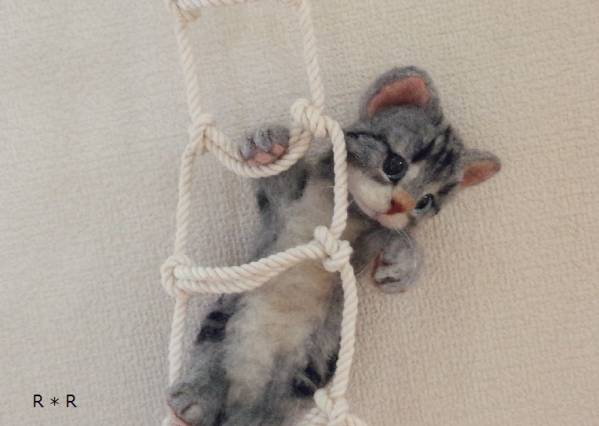 R＊R 羊毛フェルト　猫　アメショー　子猫　　ハンドメイド　