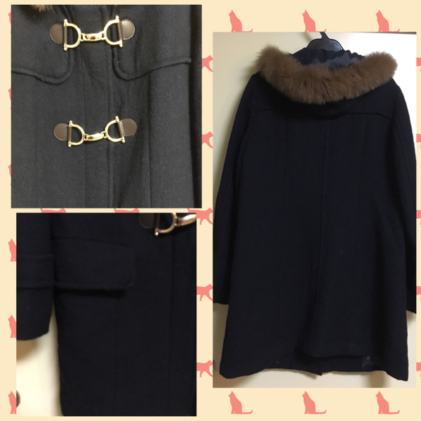 ローズティアラ フォックスファー付き ビット ダッフルコート 42 Rose 