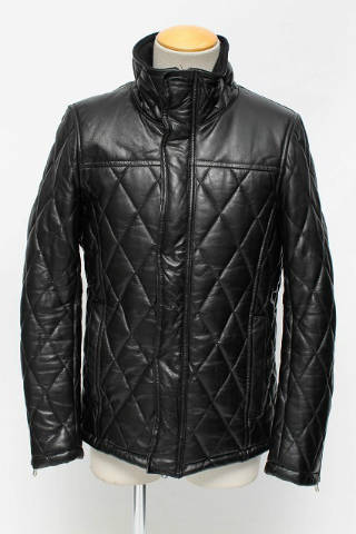 VANQUISH ジャケット.ラムレザーダイヤキルトスタンドカラー