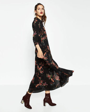 【新品タグ付】ZARA ザラ 花柄 ローズ ロング ワンピース M