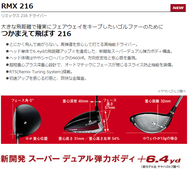 2016 ヤマハ RMX/リミックス 216ドライバー 10.5 FUBUKI Ai50/SR