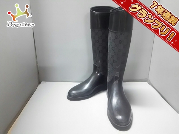 GUCCI グッチ レインブーツ 長靴 37 GUCCI(グッチ) レインブーツ 37 レディース - 黒 シマライン 【公式通販】